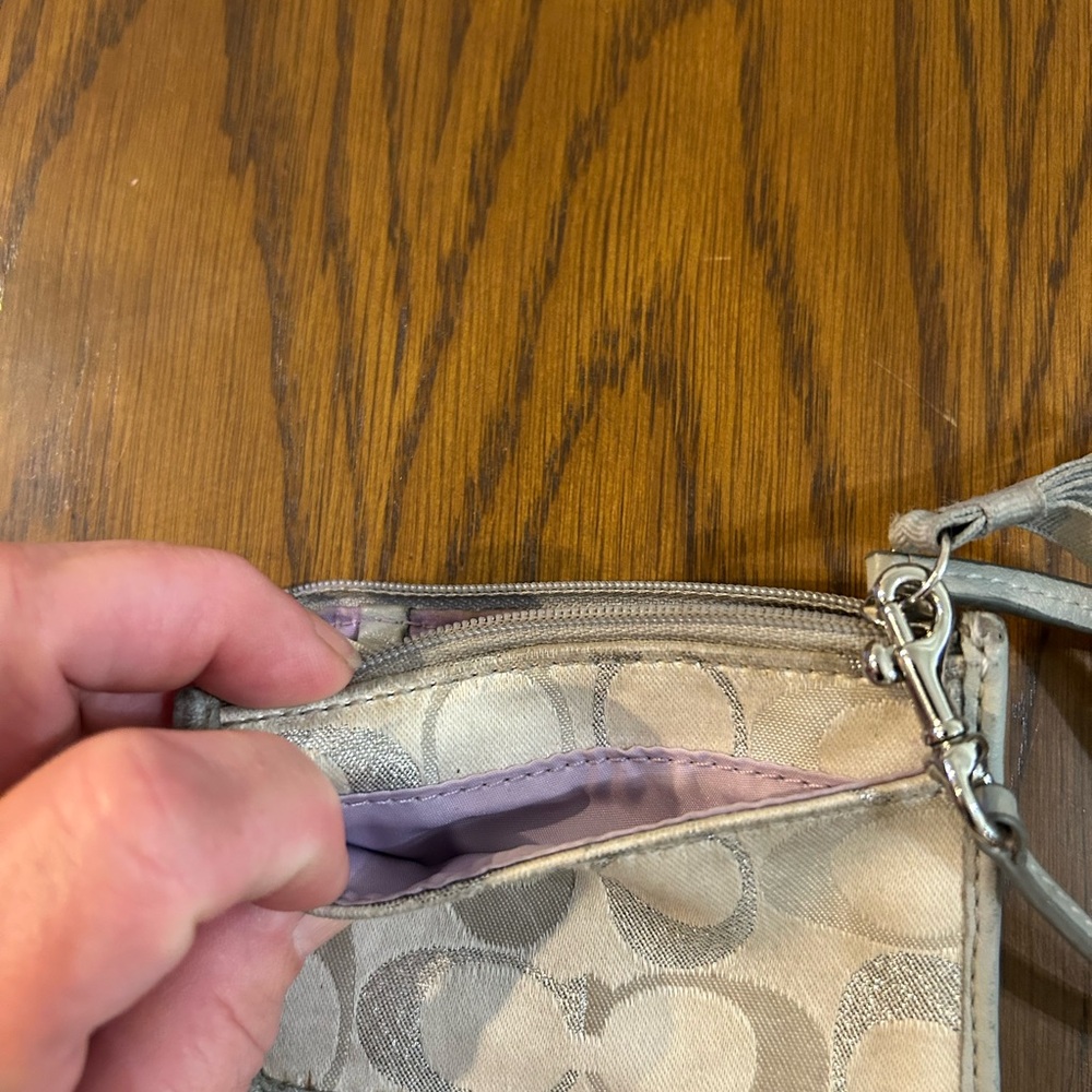 Coach gray and silver monogram ID wallet key coin purse - Picture 4 of 9